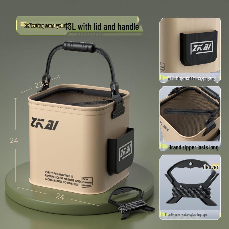 Portable Foldable Water Bucket: Multi-Functional, Wear-Resistant, Handheld Fish Container for Lure & Wild Fishing