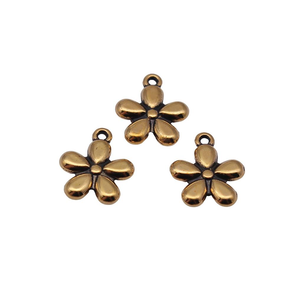 Simple Flower Charms Antique Alloy Pendants For Minimalist Floral Jewelry