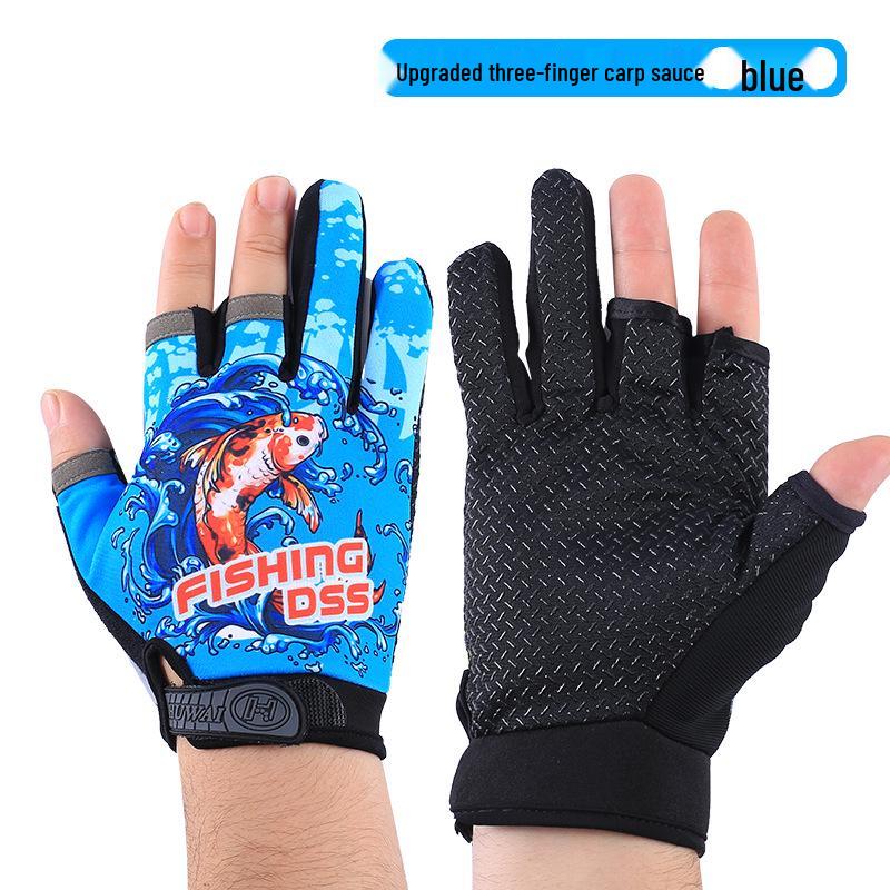 Men's Summer Sun Protection Anti-Slip Fingerless Fishing Gloves: Thin, Anti-Prick, Anti-Stab, Mosquito-Proof, Ice Silk Lure Design.