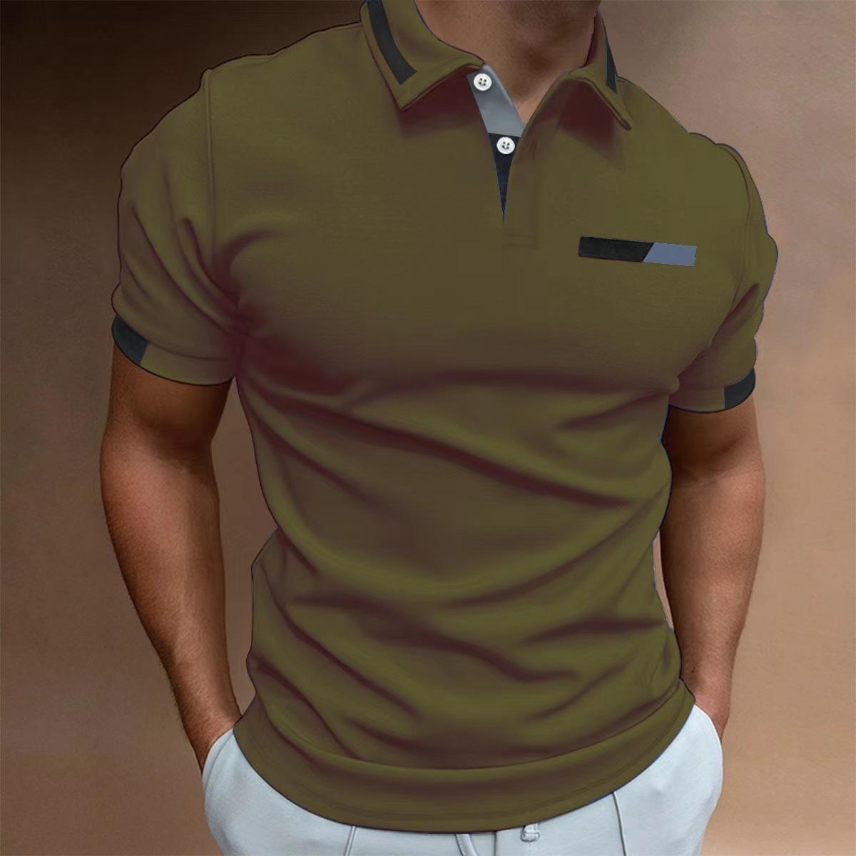 

Summer Casual Sports Men s Lapel T-shirt Polo Shirt XXXL армія зелений колір