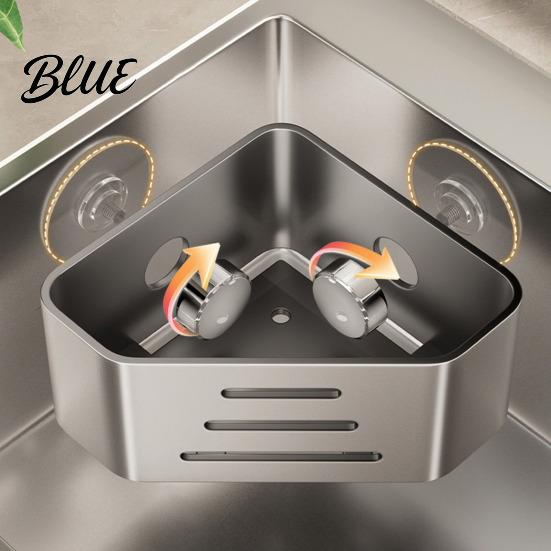 Sponge Drying Rack Sink Filter with Suction Cups for Kitchen Corner Quick Carbon Steel Caddy Hollow Design Rustproof Holder Soap And Brushes