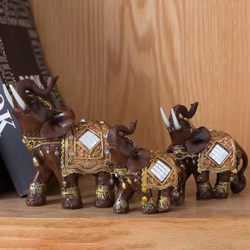 Traditional Chinese Feng Shui Lucky Elephant Statue Resin Animal Sculpture Elephant Figurine Ornament Home Decoration