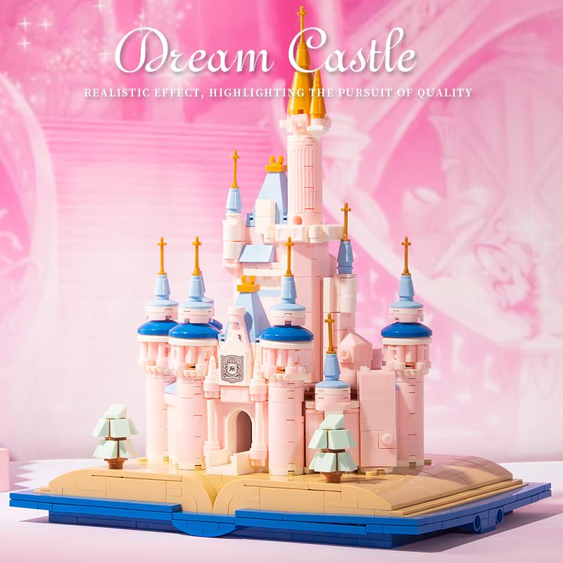 Dream Pink Castle Princess Girls Set City Diy Puzzle Model Building Blocks Bricks Toys For Children Kids Adult Gift