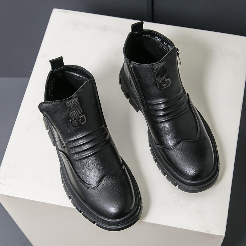 High End Brand Classic Brown Men's Outdoor Workwear Boots Thick Soled Business Short Boots Men's High Top Leather Casual Shoes