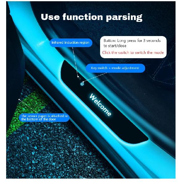 Customized Car Door Sill Light Threshold Lamp Logo Projector Lamp Power Moving LED Welcome Plate Pedal Light Protect Car Doors
