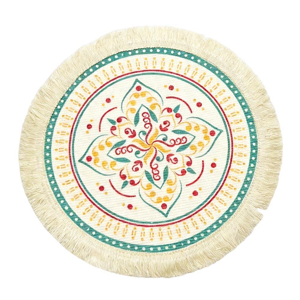 Natural Heat Resistant Bohemian Placemat Non-Slip Weave Braided Table Mat Jute Tassel Woven Mat Kitchen Table
