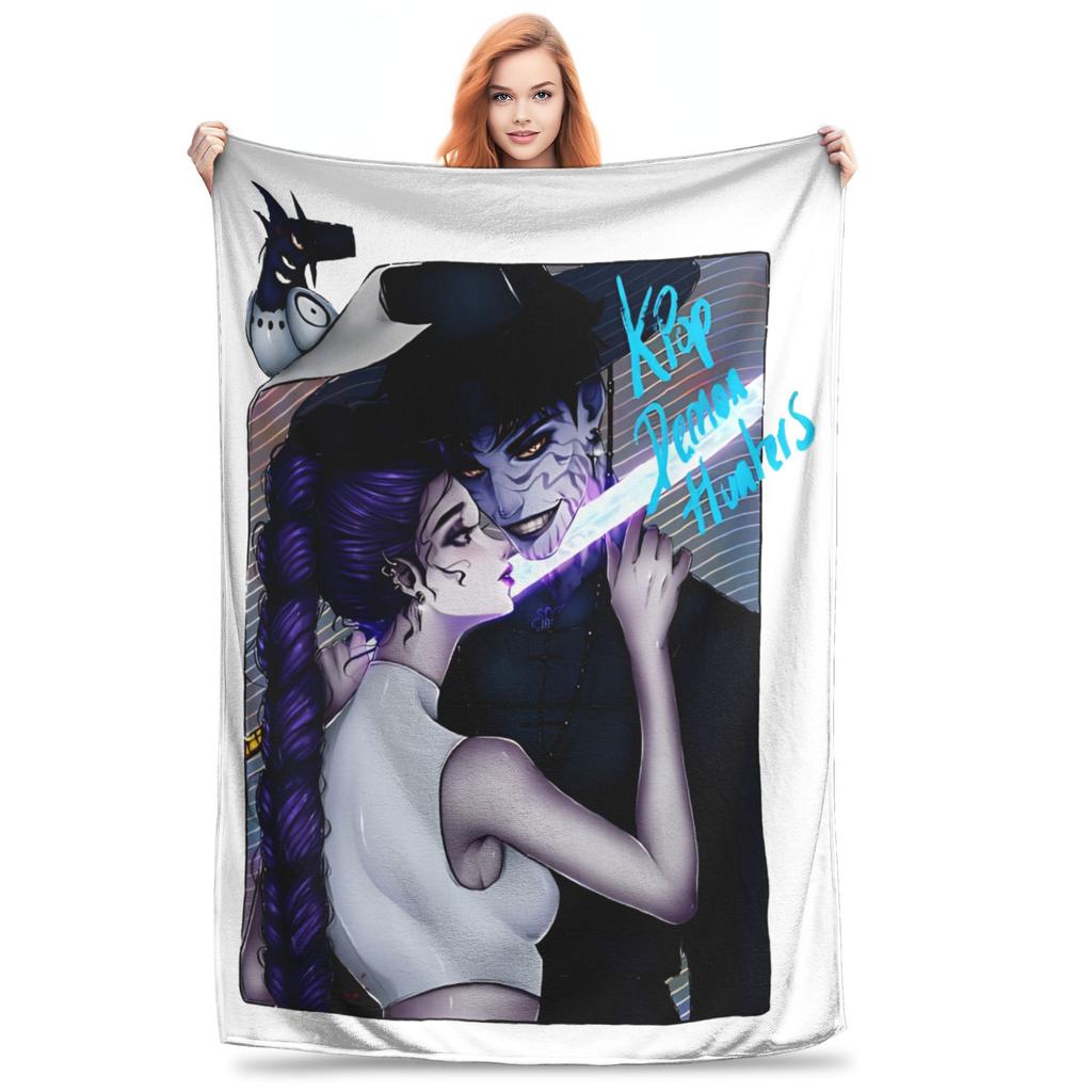 KPop Dämonenjäger Huntrix Decken Flanell Herbst/Winter Tragbare Weiche Überwürfe für Bettwäsche Couch Tagesdecken