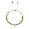 European Style Semi-Precious Stone Bracelet with Gold Bead Spacers and Cross Pendant