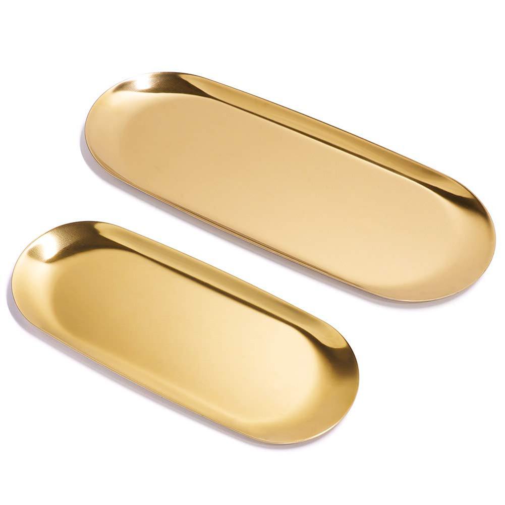 Chic Oval Stainless Steel Tray for Displaying Perfumes and Accessories