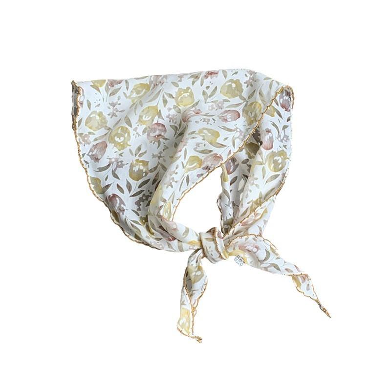 New product fresh and sweet curved tooth triangle scarf scarf women's hot-selling decorative small scarf silk scarf
