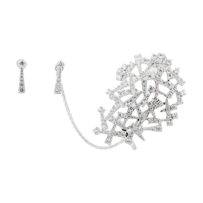 APM Monaco Fireworks Series Asymmetric AB Style 925 Silver Earrings Women s Silver AE13165OX