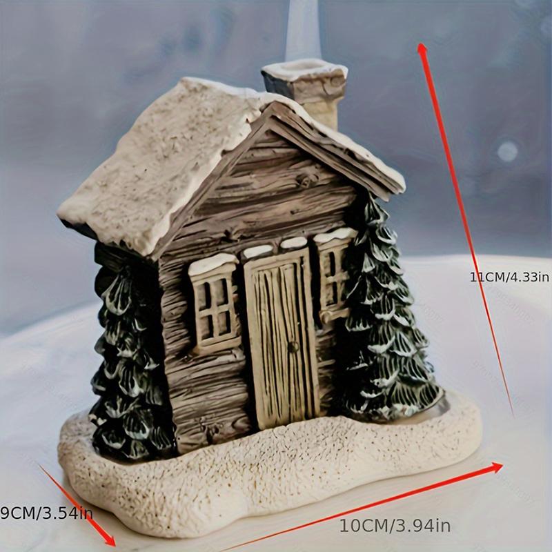 1pcs Christmas Chimney Resin Snow Winter Cottage Incense Burner Ornaments Best Christmas Gift