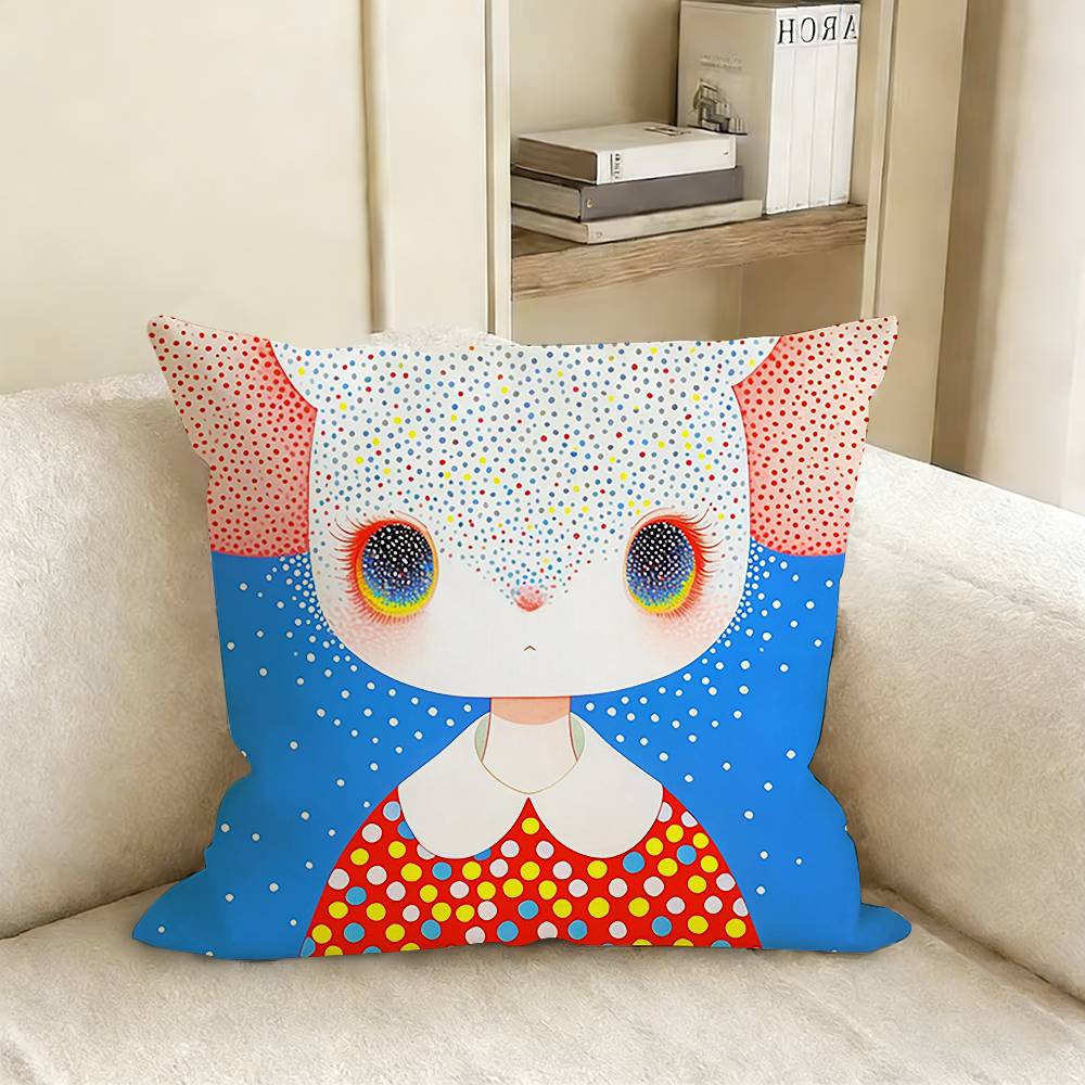 Y-Yayoi K-Kusama Artistic Style Various Sizes Square Pillow Case For Car Home Bedchamber Decor