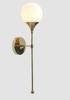 Vintage Brass Trumpet Glass Globe Wall Light – Mid Century Sconce