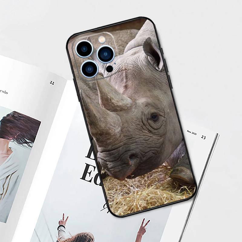 Animal Rhino Phone Case For iPhone 11 12 13 14 15 Pro Max Plus 12 13 Mini 7 8 SE X XR XS MAX Cover Shell