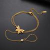 Teamer Butterfly Clear Zircon Finger Chain Bracelet Stainless Steel Romantic Vintage Wedding Jewelry Lucky Gift Wholesale New