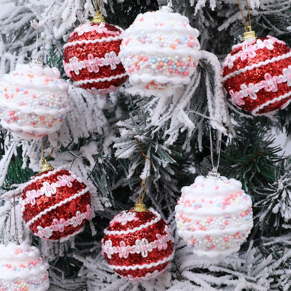 6CM Foam Christmas Balls Red White Christmas Hanging Balls Christmas Tree Pendant  for Home