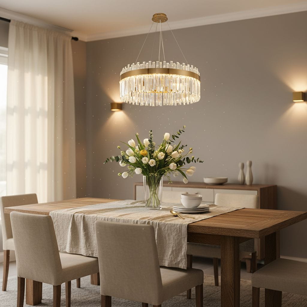 Lux - LED crystal chandelier ring 80cm brass gold
