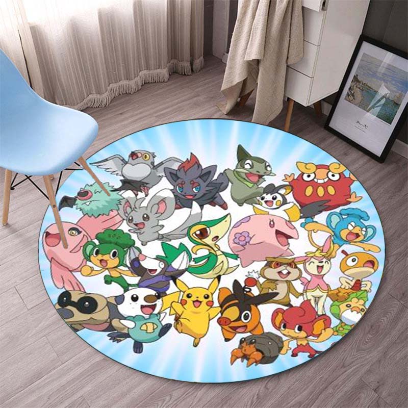Non-Slip Round Carpet Pokemon Cartoon Gaming Mat Pokemon Carpets Floor Mat Carpet Cute Floor Rug Bedroom Rug