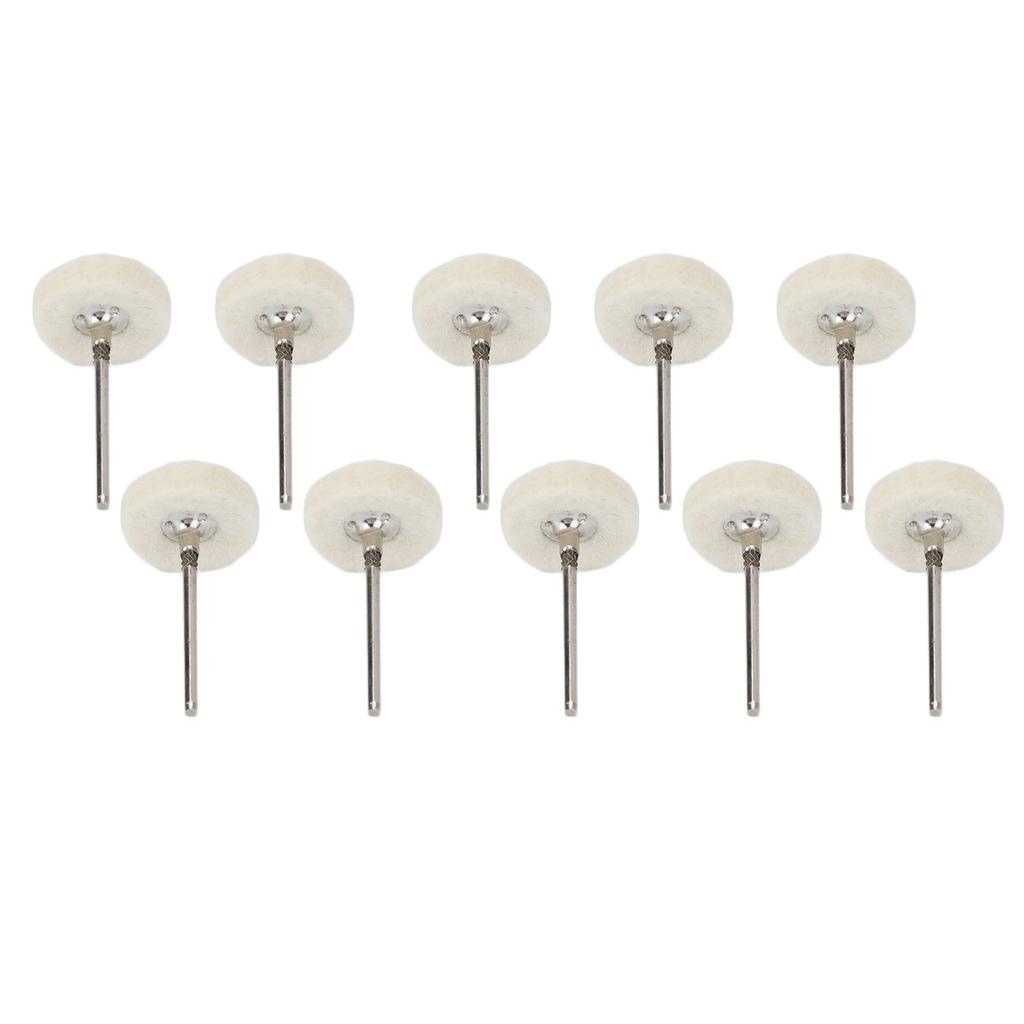 10pcs Dental Polishing Buffing Head Felt Wool Head Stainless Steel Mandrel Wheel Grinding Head