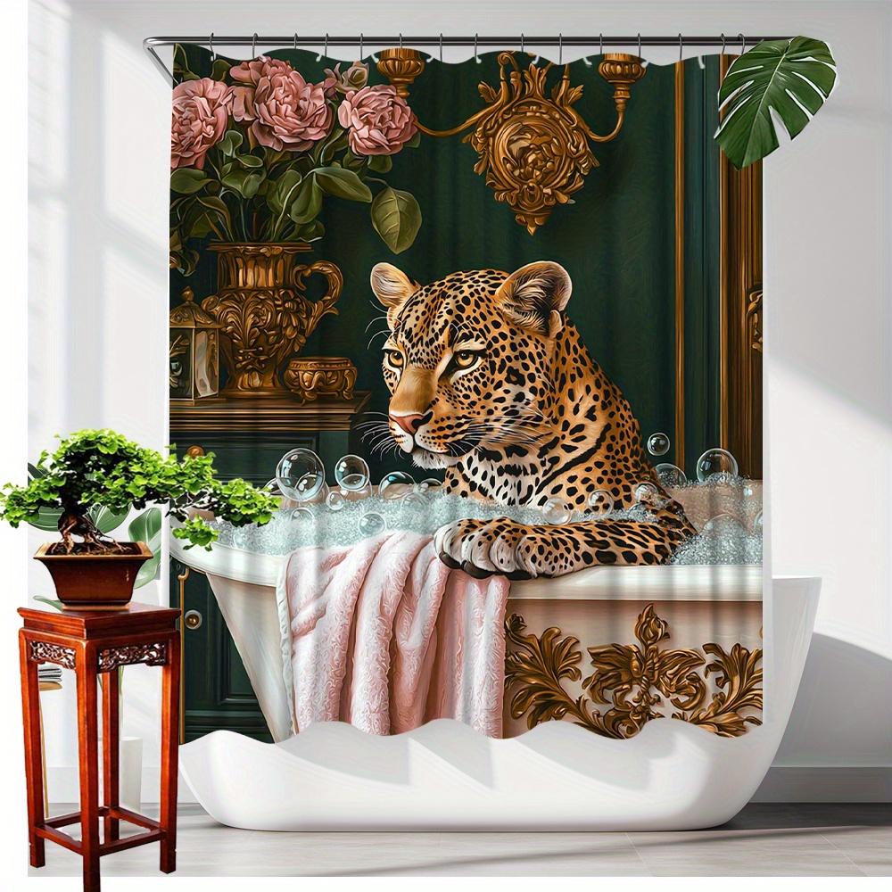 Lussuoso Leopardo nella Vasca da Bagno Tenda da Doccia Impermeabile per Arredo Bagno Moderno, Elegante e Resistente, Perfetta per Uso Domestico