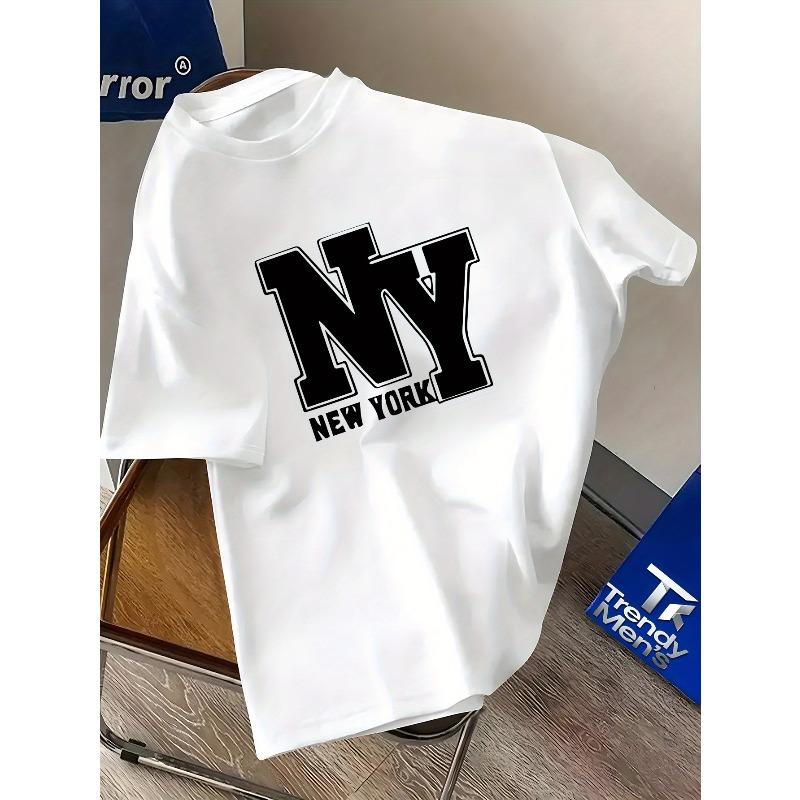 Men'S NYC-Inspired "NY" Graphic T-Shirt - Green Casual Summer Tee with Print, Round Neck, Breathable Fabric, Casual Attire, Everyday | Comfortable Fit