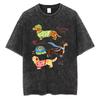 Dackel Hund Grafik Gewaschenes T-Shirt Damen Cartoon Welpen Druck Tee Vintage Harajuku Streetwear Lässige Kurzarm Unisex Oberteile