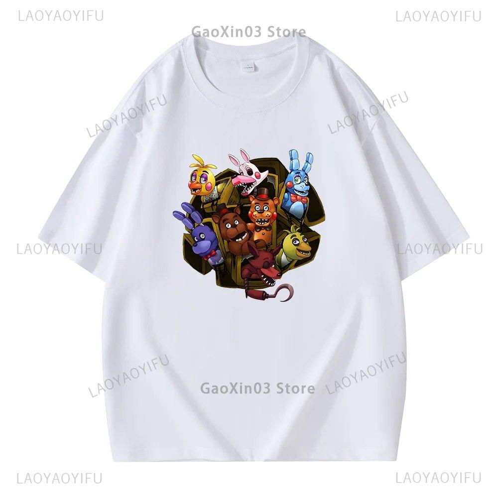 

Футболка ужасов FNAF, кавайная одежда, милый мультяшный стиль, футболки с графическим принтом, хлопковая женская одежда, футболка унисекс, Ropa Hombre