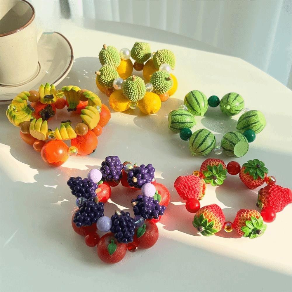 Resin Beads Bracelet Dopamine Summer Bohemian Jewelry Simulation Fruit Bracelet Beach Jewelry
