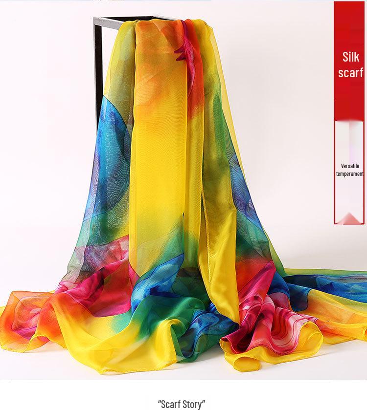 Extra Large Korean Style Chiffon Scarf - Versatile Beach Towel and Sun Protection Shawl for Women