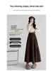 Korean Style Woolen Pleated A-line Skirt: High Waist, Hip-Covering, Draped Half Skirt for Women, Autumn/Winter Fashion.