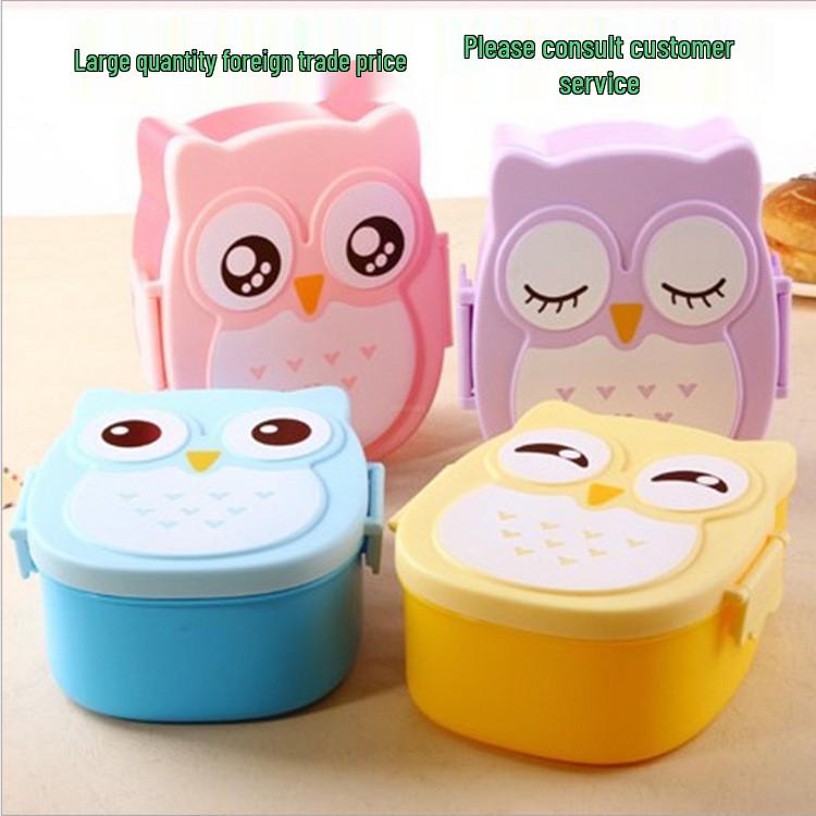 Cute Owl Lunch Bento Box for Kids – Insulated, Microwave-Safe, Sealed Plastic Meal Container