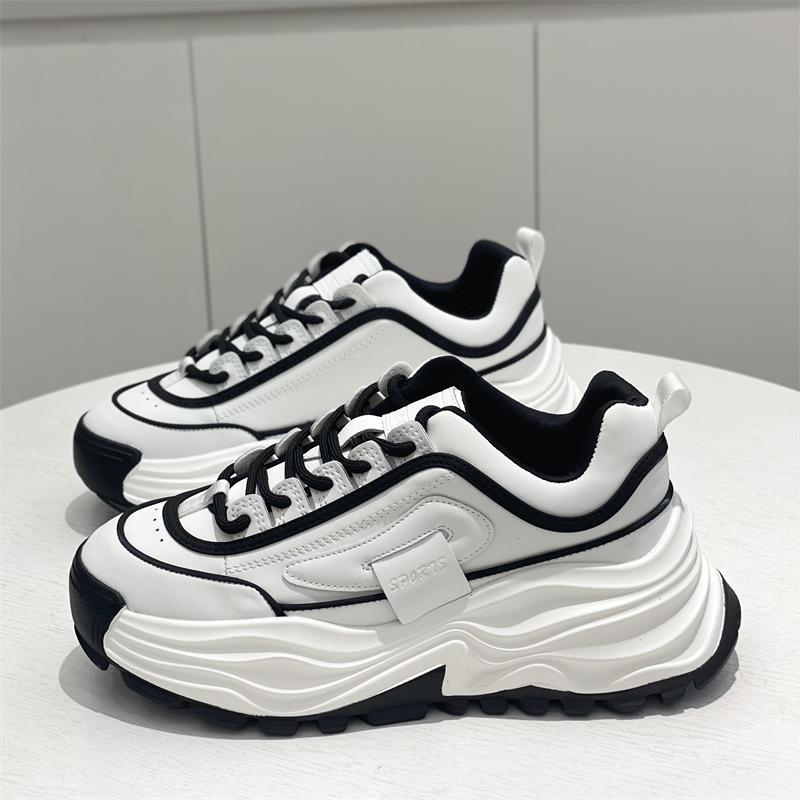 

Shougu, аутентичные кожаные туфли для папы на толстой подошве, женские осенние новые спортивные туфли для отдыха, маленькие белые трендовые туфли 35 белый