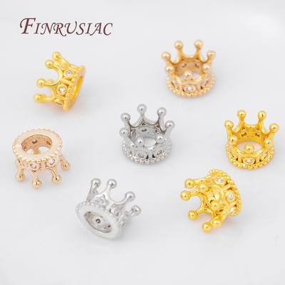 5/10 Stück 18K Gold Plated Zirkon Kronenperlen, Abstandsperlen, Perlen zur Schmuckherstellung, Armbänder Perlen Trenner