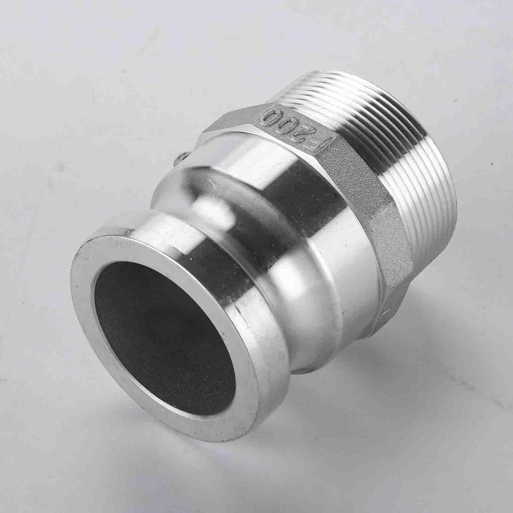 Cam Lock Type F 2'' Cam Groove Couplings Al Camlock Hose Fittings Pipe Couplings (2Inch-F200-2pcs), Silver