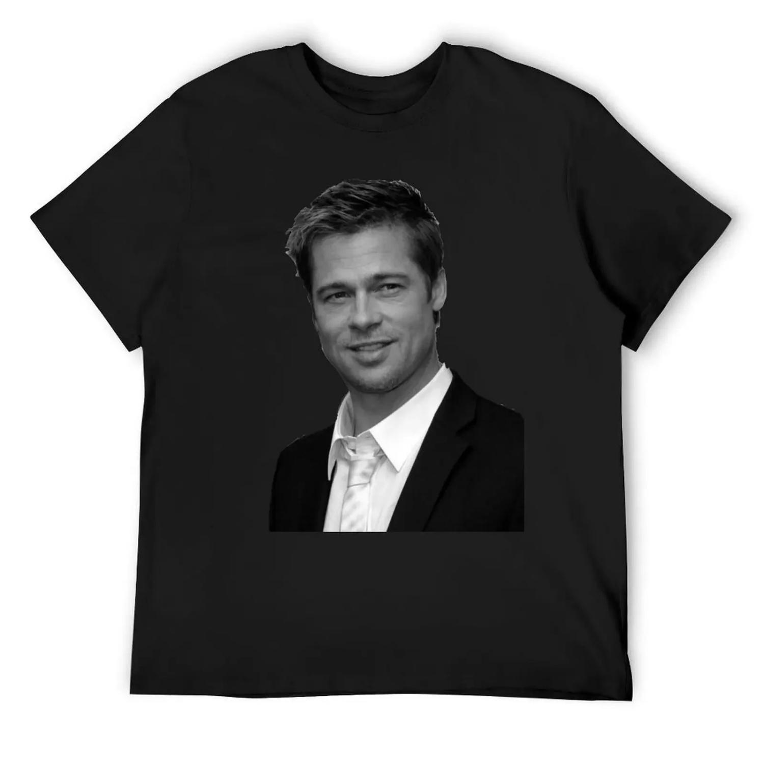 

Brad Pitt T-Shirt cotton graphic tees blacks plain clothing for men XXXXXL різнокольоровий