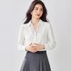 Zuose Lace Trim V-Neck Long-Sleeve Blouse