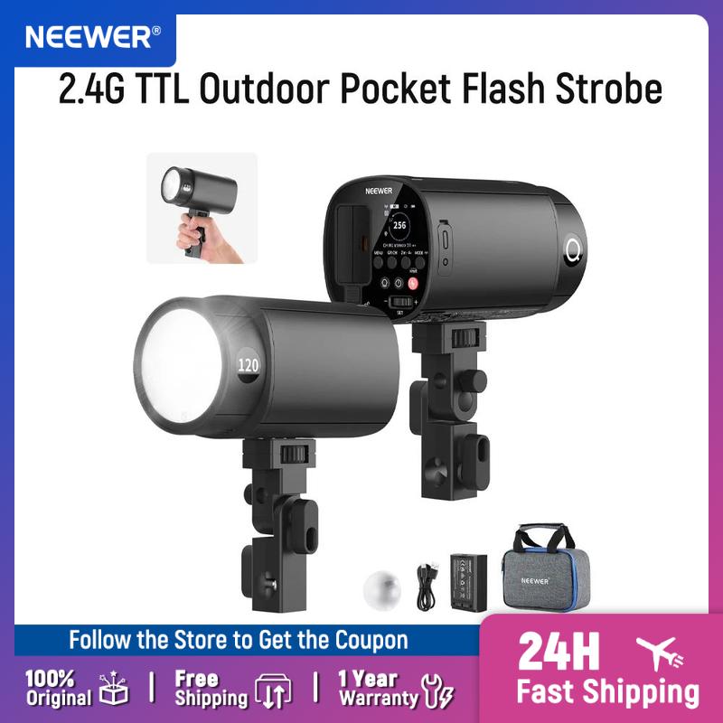 NEEWER 120Ws 2.4G TTL Outdoor Strobe Flash, Compatible with Godox, 1/8000s HSS Portable Studio Monolight with Modeling Light