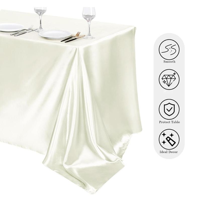 Satins Banquet Tablecloth 57 X 71 Inch Rectangular Draped Table Cover with Smooth Silky Fabric for Wedding Reception Decors