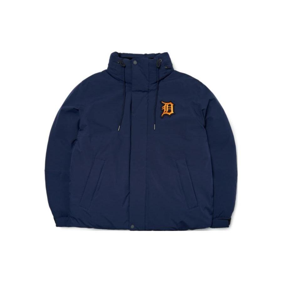 MLB Logo Bear Print High Neck Pullover Down Jacket Short Unisex Jacket Navy-Blue 3ADJB1126-46NYD