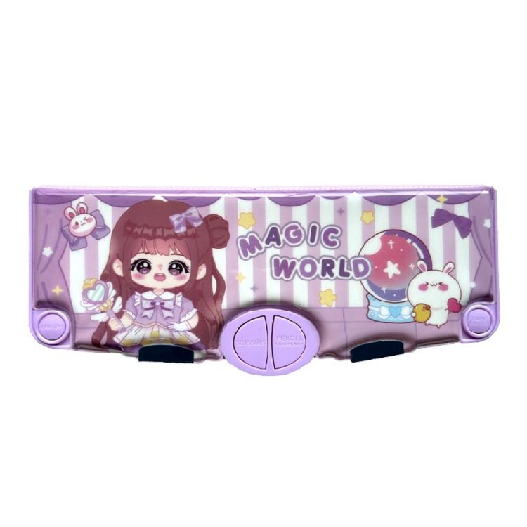 Novelty Pencil Box with Safety Scissors Sharpener Timetable Finger Wrap Tape Clear Ruler Eraser for Children Boy Girl