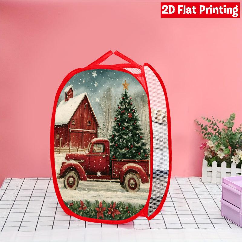 1Pcs Christmas Cardinal Pop-Up Laundry Hamper Expandable Mesh Hamper Basket for Room Bedroom Bathroom Organization Contemporary Storage