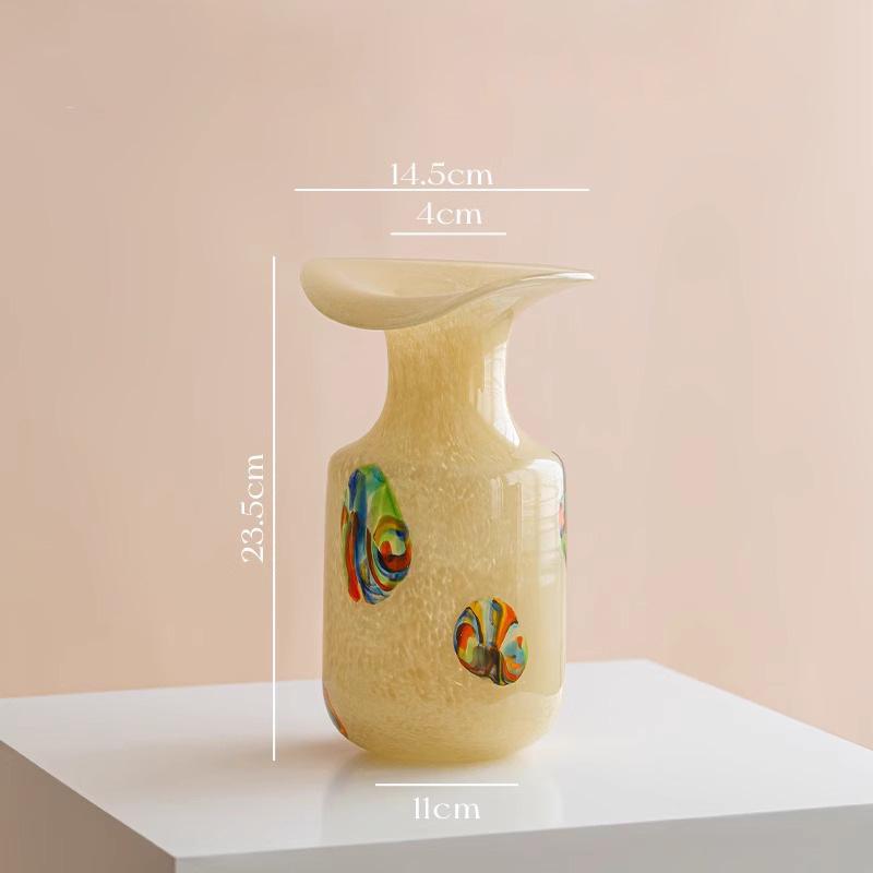 

Colorful Painted Glass Vase Creative Ruffle Plant Pots Table Decoration Flowers Arrangement Floral Vases Room Aesthetic Decor жёлтый
