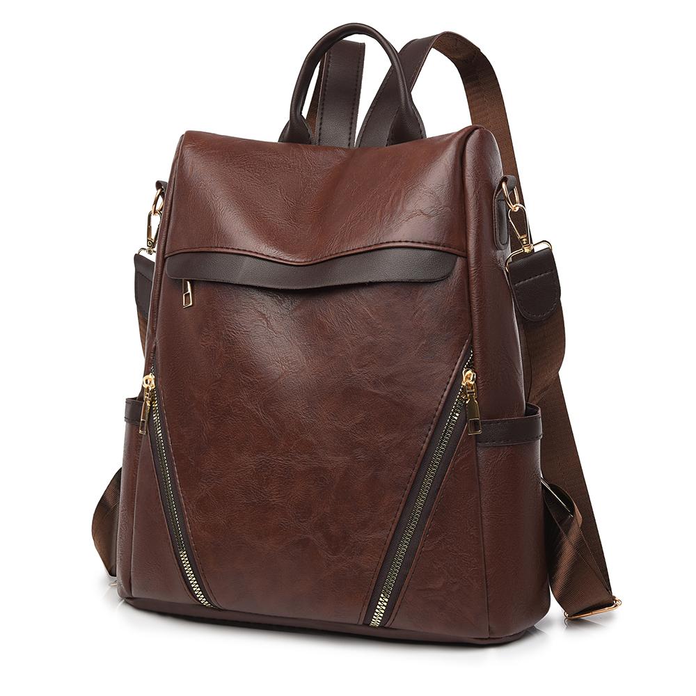Anti-theft Backpack Women's PU Backpack Large Capacity Lightweight Travel Bag Student Schoolbag