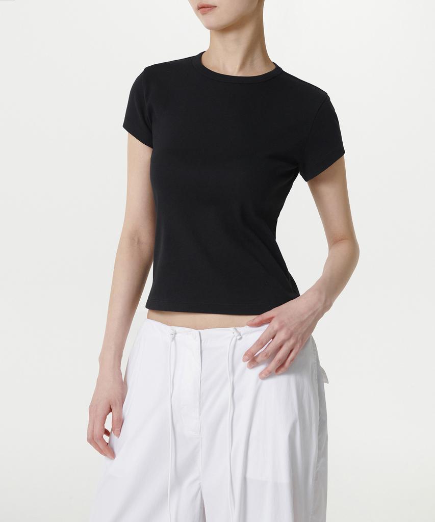 MUSINSA STANDARD WOMAN Women'S Slim Crew Neck T-Shirt [Black]