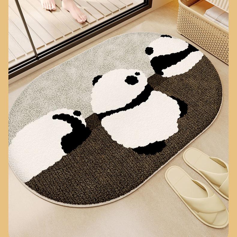 

Мультяшный коврик для ванной комнаты с пандой из искусственного кашемира, коврик для входа в туалет, придверный коврик, водопоглощающий и противоскользящий коврик, коврик для пола в туалете 40*60cm