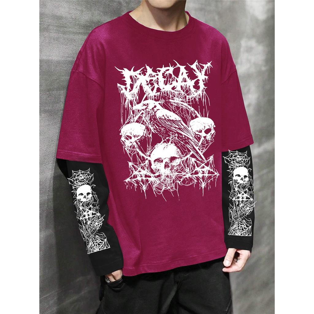 Y2K Hip-Hop Dark Style Print T-Shirt, New Fashion for Spring