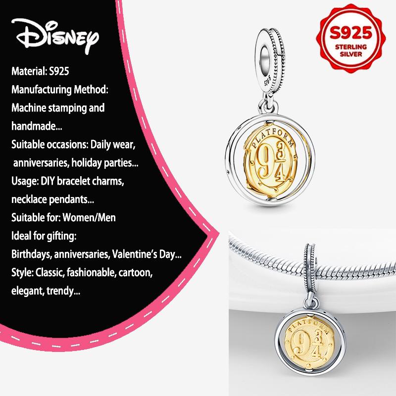 New Disney 925 Silver Winnie & Stitch Charms for Bracelet Necklace DIY Jewelry Gifts Holiday Party