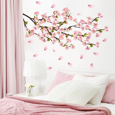 Selbstklebender Wandsticker mit Pfirsichblüten für Wohnzimmer TV-Hintergrundwanddekoration