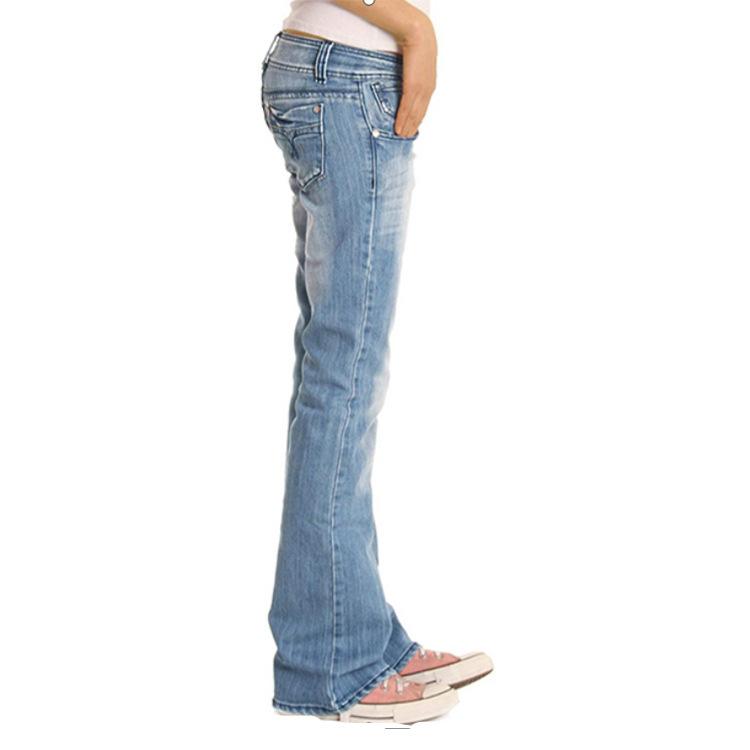 Womens Low Rise Flare Jeans Medium Stretch Slim Embroidered Denim Pants Vintage Washed Bootcut Long Trousers 3 Colors In Stock
